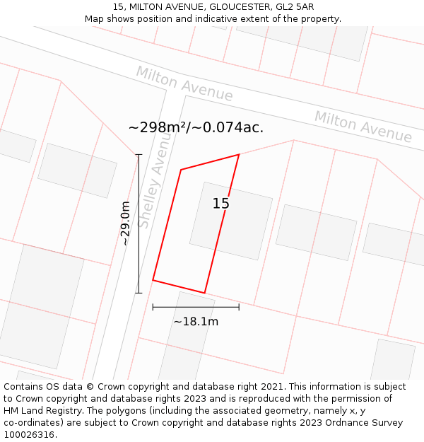 15, MILTON AVENUE, GLOUCESTER, GL2 5AR: Plot and title map