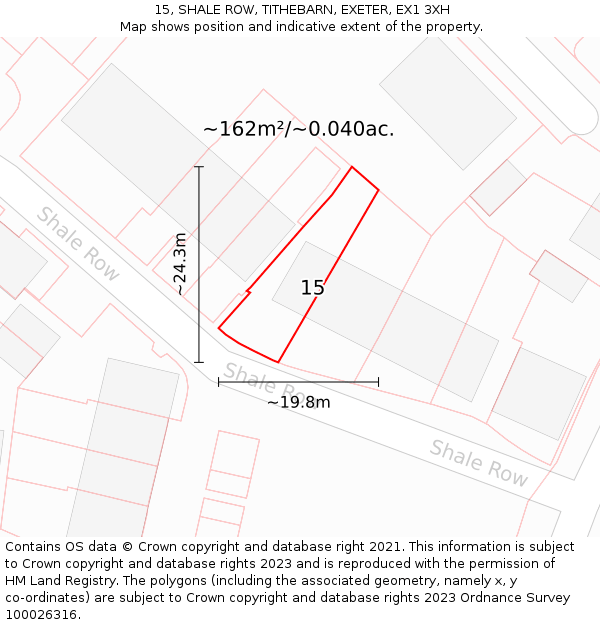 15, SHALE ROW, TITHEBARN, EXETER, EX1 3XH: Plot and title map