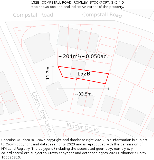 152B, COMPSTALL ROAD, ROMILEY, STOCKPORT, SK6 4JD: Plot and title map