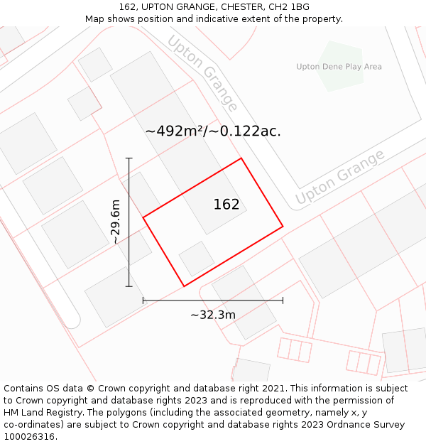 162, UPTON GRANGE, CHESTER, CH2 1BG: Plot and title map