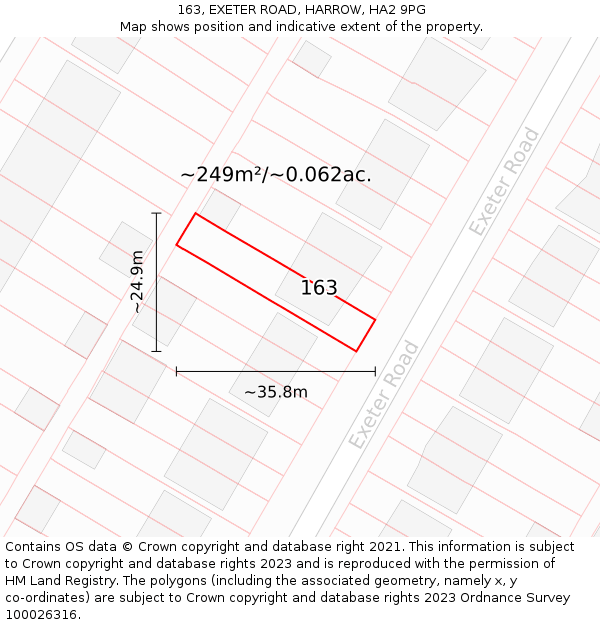 163, EXETER ROAD, HARROW, HA2 9PG: Plot and title map