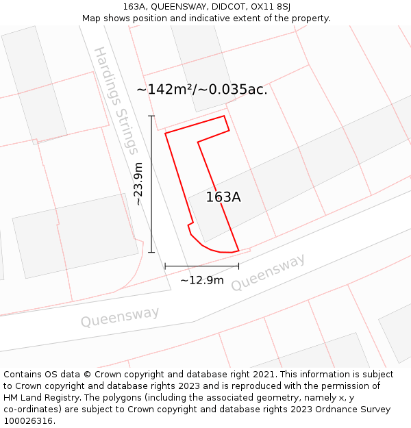 163A, QUEENSWAY, DIDCOT, OX11 8SJ: Plot and title map