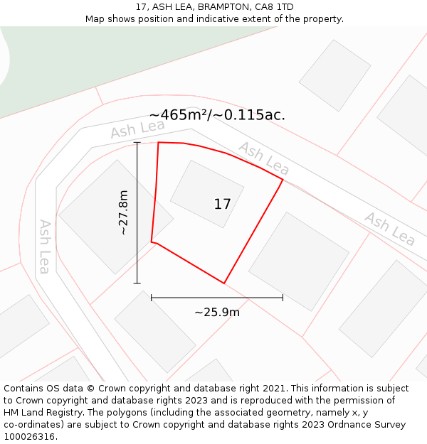 17, ASH LEA, BRAMPTON, CA8 1TD: Plot and title map