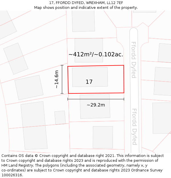 17, FFORDD DYFED, WREXHAM, LL12 7EF: Plot and title map