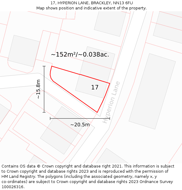 17, HYPERION LANE, BRACKLEY, NN13 6FU: Plot and title map