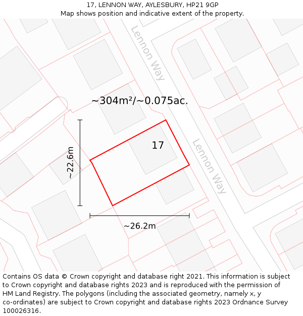 17, LENNON WAY, AYLESBURY, HP21 9GP: Plot and title map