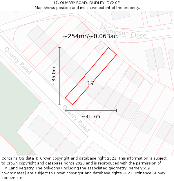17, QUARRY ROAD, DUDLEY, DY2 0EL: Plot and title map