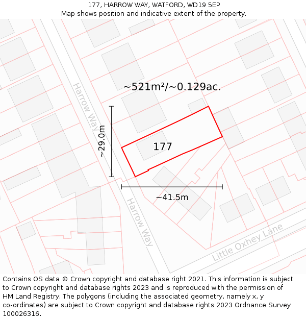 177, HARROW WAY, WATFORD, WD19 5EP: Plot and title map