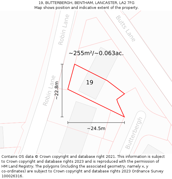 19, BUTTERBERGH, BENTHAM, LANCASTER, LA2 7FG: Plot and title map