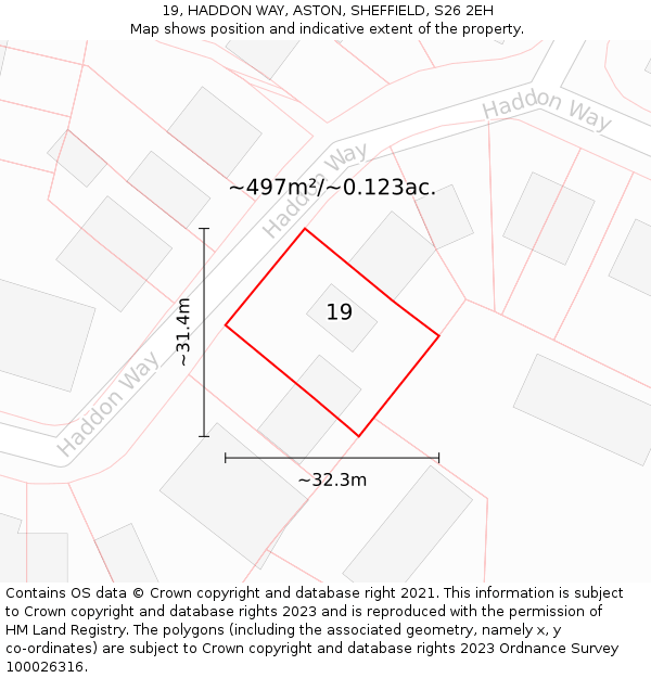 19, HADDON WAY, ASTON, SHEFFIELD, S26 2EH: Plot and title map