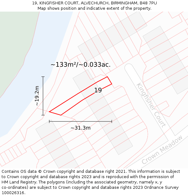 19, KINGFISHER COURT, ALVECHURCH, BIRMINGHAM, B48 7PU: Plot and title map