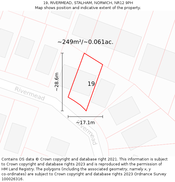19, RIVERMEAD, STALHAM, NORWICH, NR12 9PH: Plot and title map