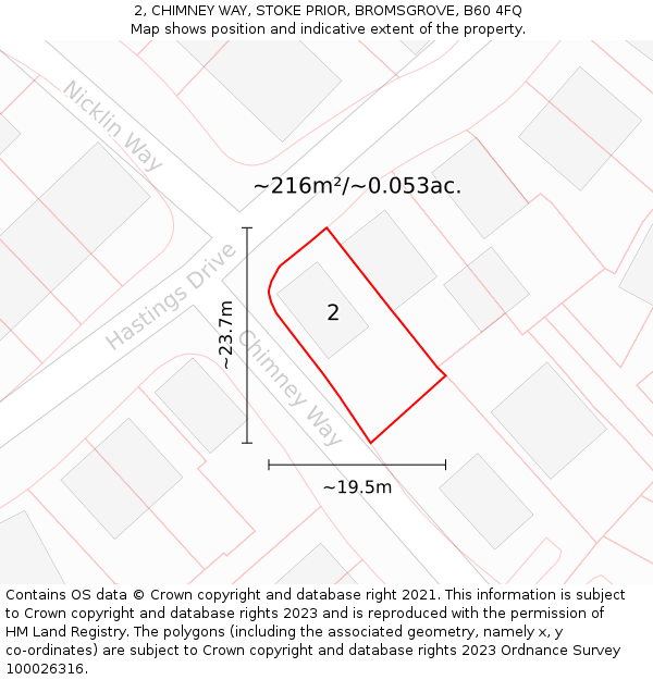 2, CHIMNEY WAY, STOKE PRIOR, BROMSGROVE, B60 4FQ: Plot and title map