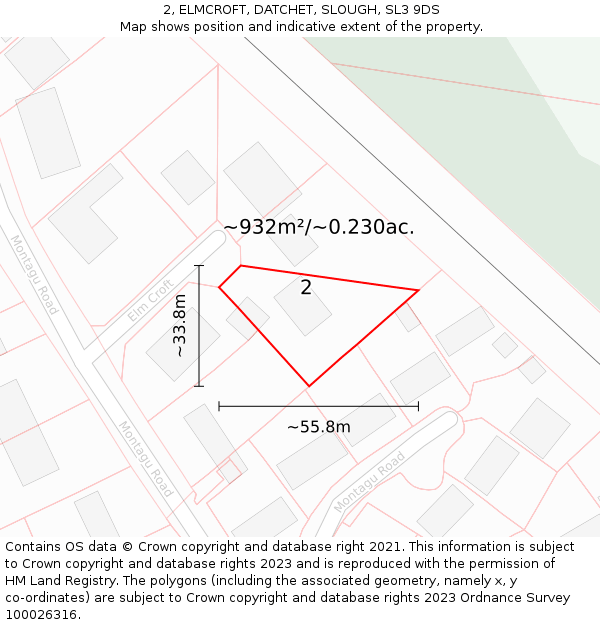2, ELMCROFT, DATCHET, SLOUGH, SL3 9DS: Plot and title map