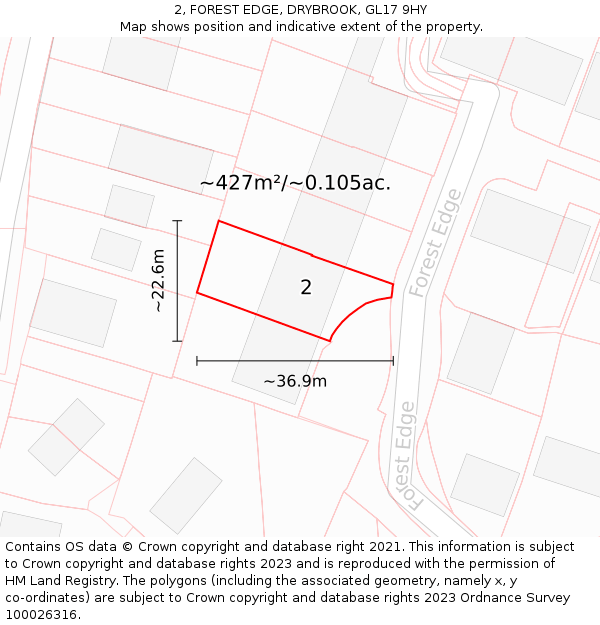 2, FOREST EDGE, DRYBROOK, GL17 9HY: Plot and title map