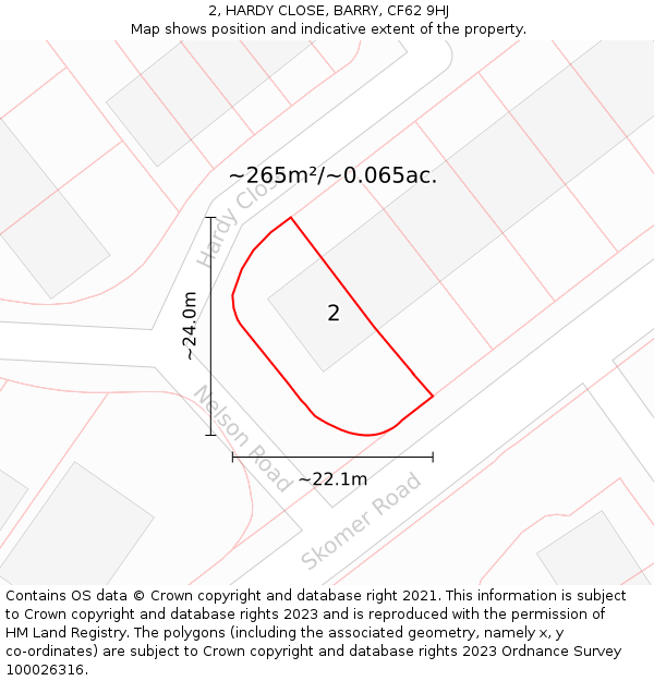 2, HARDY CLOSE, BARRY, CF62 9HJ: Plot and title map