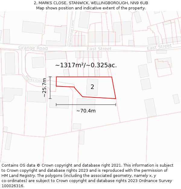 2, MARKS CLOSE, STANWICK, WELLINGBOROUGH, NN9 6UB: Plot and title map