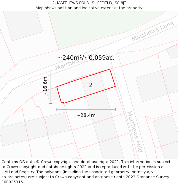 2, MATTHEWS FOLD, SHEFFIELD, S8 8JT: Plot and title map