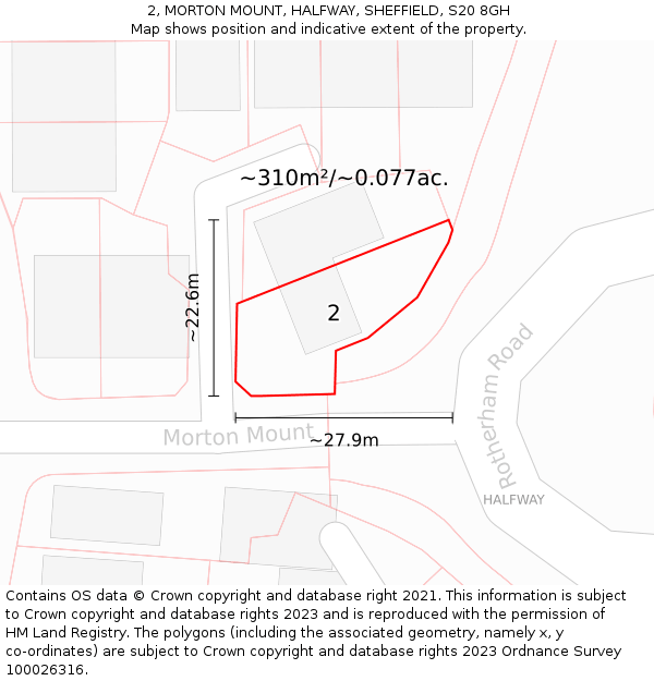 2, MORTON MOUNT, HALFWAY, SHEFFIELD, S20 8GH: Plot and title map