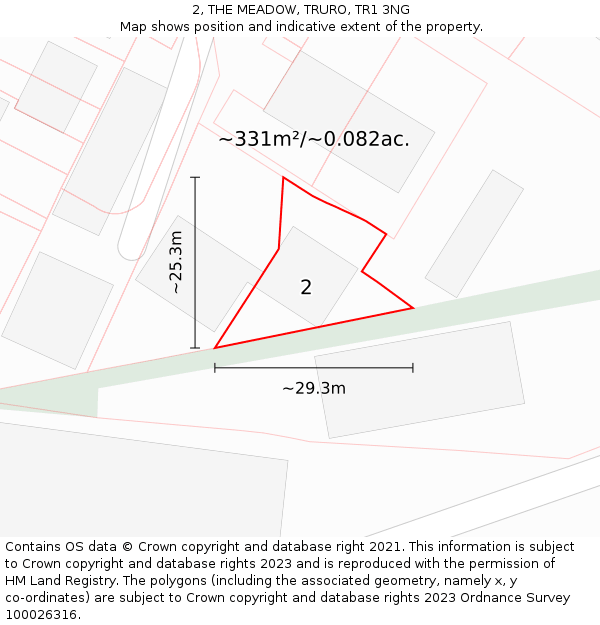 2, THE MEADOW, TRURO, TR1 3NG: Plot and title map