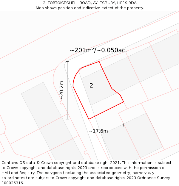 2, TORTOISESHELL ROAD, AYLESBURY, HP19 9DA: Plot and title map