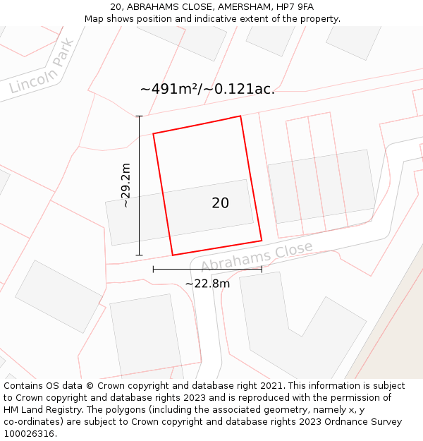 20, ABRAHAMS CLOSE, AMERSHAM, HP7 9FA: Plot and title map
