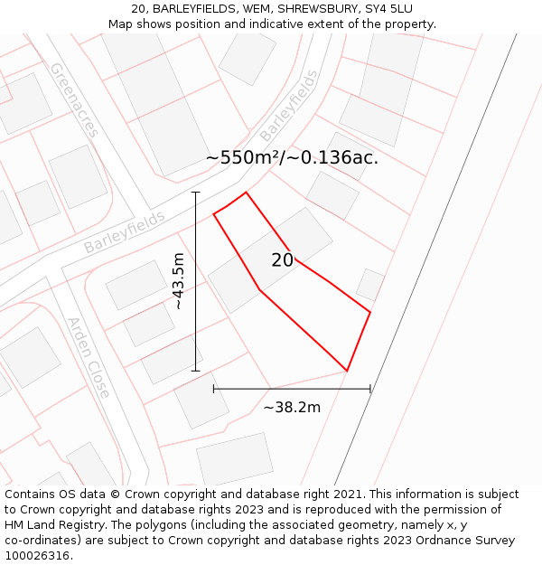 20, BARLEYFIELDS, WEM, SHREWSBURY, SY4 5LU: Plot and title map