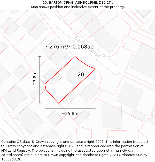 20, BARTON DRIVE, ASHBOURNE, DE6 1TN: Plot and title map