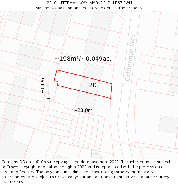 20, CHITTERMAN WAY, MARKFIELD, LE67 9WU: Plot and title map