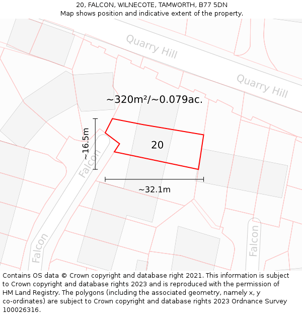 20, FALCON, WILNECOTE, TAMWORTH, B77 5DN: Plot and title map