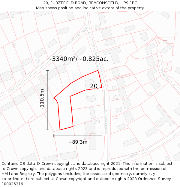 20, FURZEFIELD ROAD, BEACONSFIELD, HP9 1PG: Plot and title map
