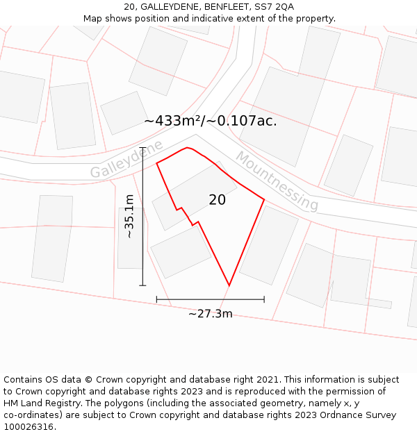 20, GALLEYDENE, BENFLEET, SS7 2QA: Plot and title map