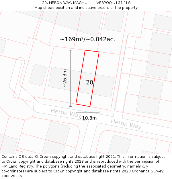 20, HERON WAY, MAGHULL, LIVERPOOL, L31 1LS: Plot and title map
