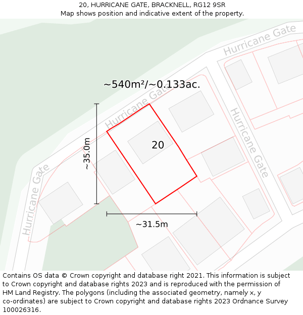20, HURRICANE GATE, BRACKNELL, RG12 9SR: Plot and title map