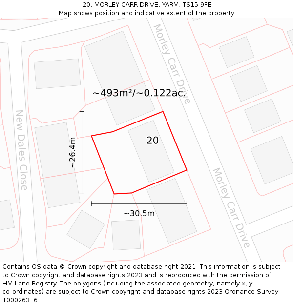 20, MORLEY CARR DRIVE, YARM, TS15 9FE: Plot and title map