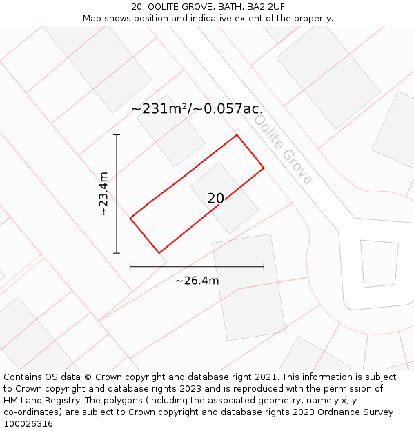 20, OOLITE GROVE, BATH, BA2 2UF: Plot and title map