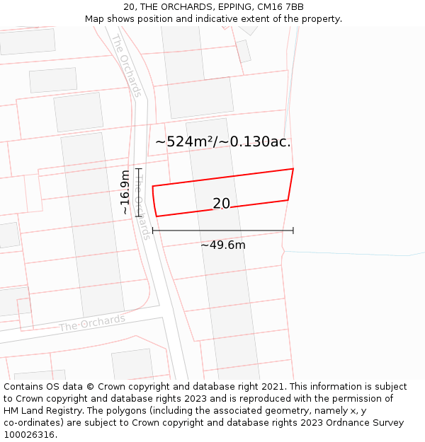 20, THE ORCHARDS, EPPING, CM16 7BB: Plot and title map