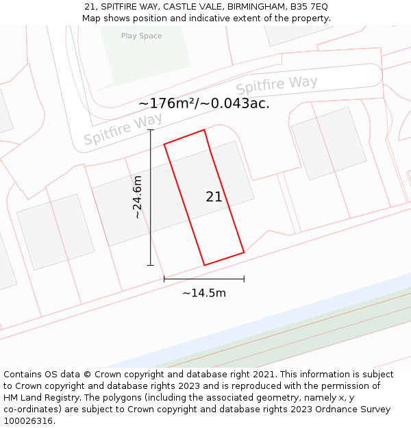 21, SPITFIRE WAY, CASTLE VALE, BIRMINGHAM, B35 7EQ: Plot and title map
