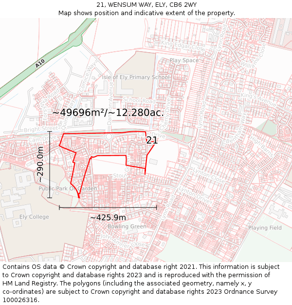 21, WENSUM WAY, ELY, CB6 2WY: Plot and title map