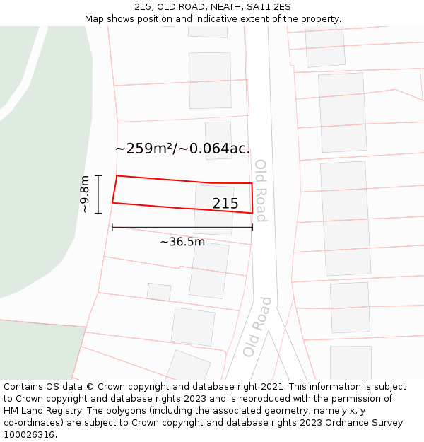 215, OLD ROAD, NEATH, SA11 2ES: Plot and title map