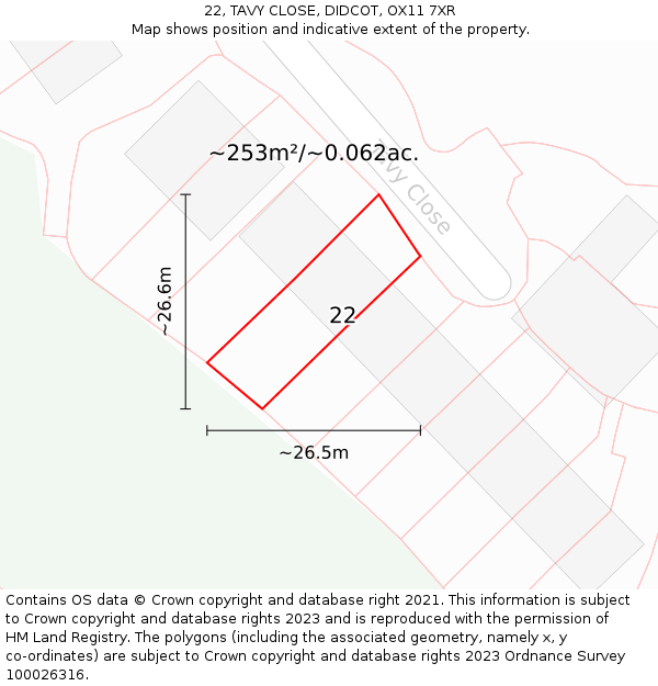 22, TAVY CLOSE, DIDCOT, OX11 7XR: Plot and title map