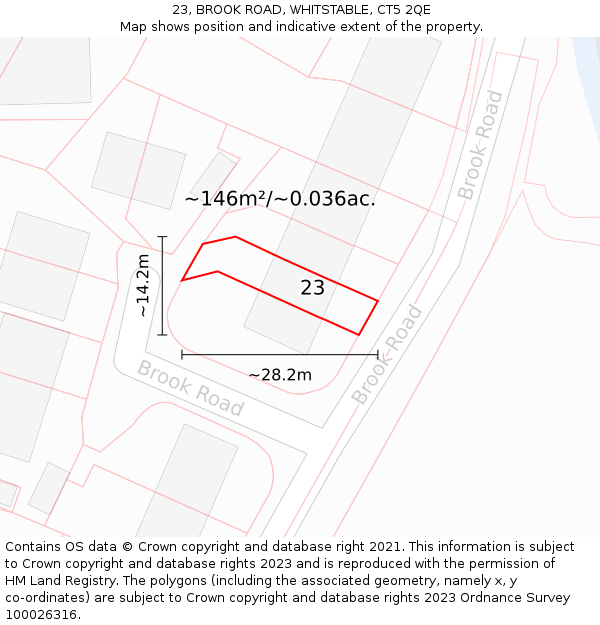 23, BROOK ROAD, WHITSTABLE, CT5 2QE: Plot and title map