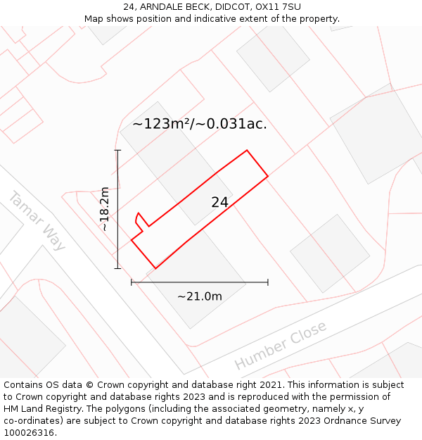 24, ARNDALE BECK, DIDCOT, OX11 7SU: Plot and title map