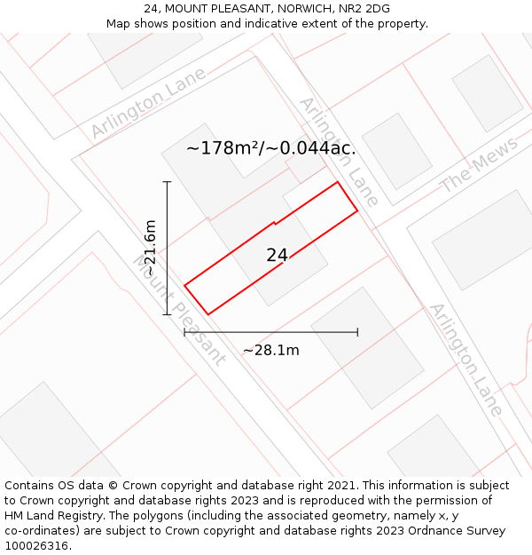 24, MOUNT PLEASANT, NORWICH, NR2 2DG: Plot and title map