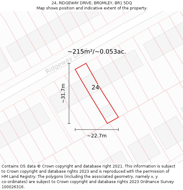 24, RIDGEWAY DRIVE, BROMLEY, BR1 5DQ: Plot and title map