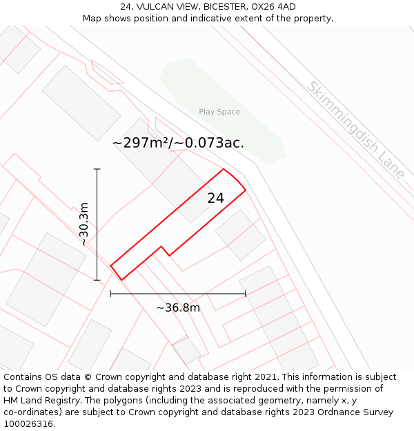 24, VULCAN VIEW, BICESTER, OX26 4AD: Plot and title map