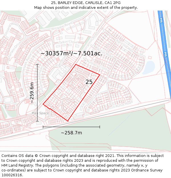 25, BARLEY EDGE, CARLISLE, CA1 2PG: Plot and title map
