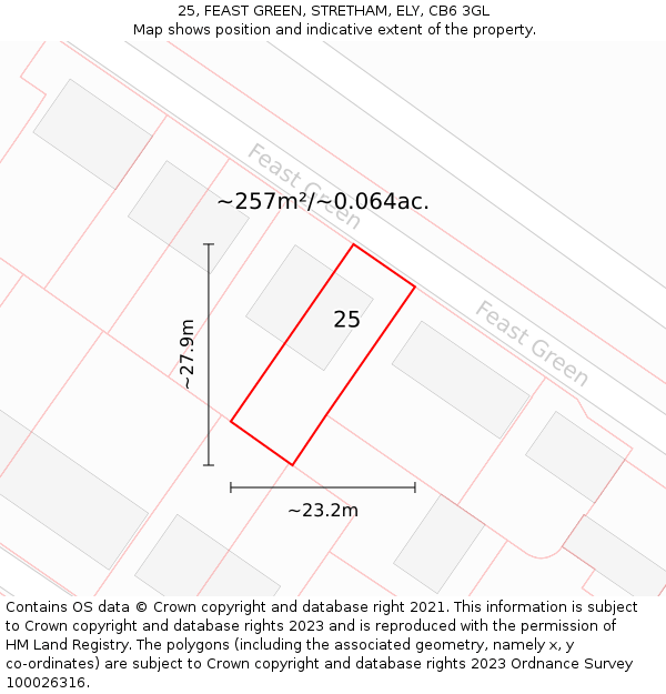 25, FEAST GREEN, STRETHAM, ELY, CB6 3GL: Plot and title map