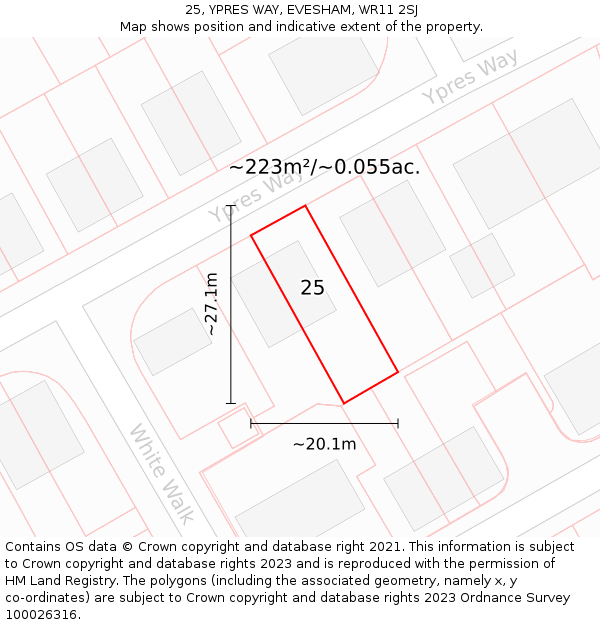 25, YPRES WAY, EVESHAM, WR11 2SJ: Plot and title map