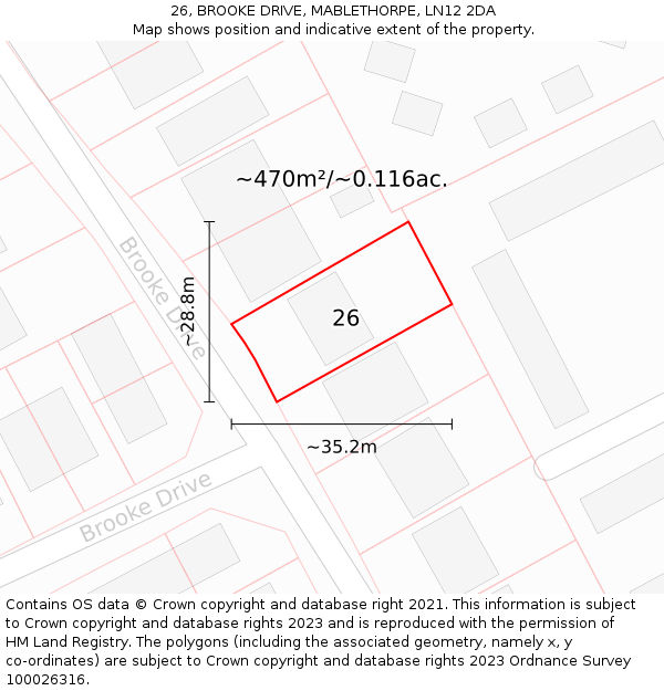 26, BROOKE DRIVE, MABLETHORPE, LN12 2DA: Plot and title map